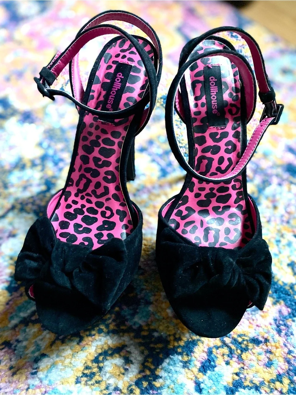 Dollhouse Flaunt Black Peep Toe Platform Pumps Size 8